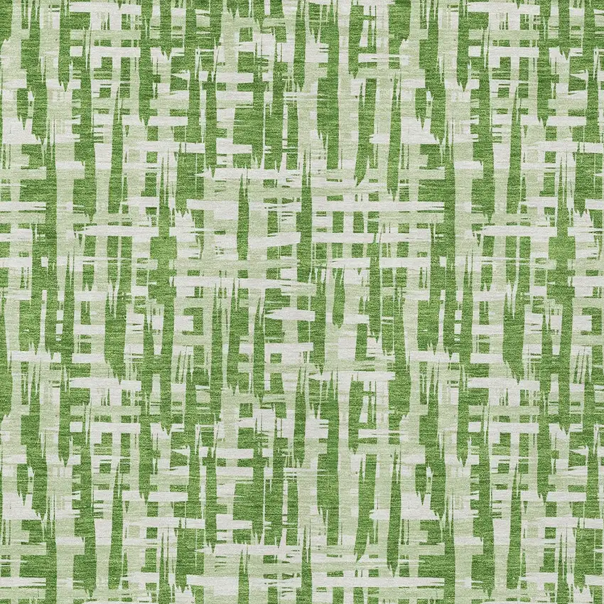 Green And Ivory Abstract Washable Indoor Outdoor Area Rug Photo 5