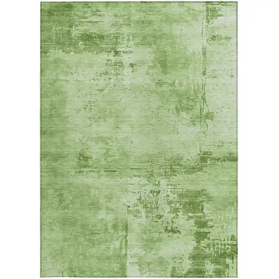 Green And Ivory Abstract Washable Indoor Outdoor Area Rug Photo 6