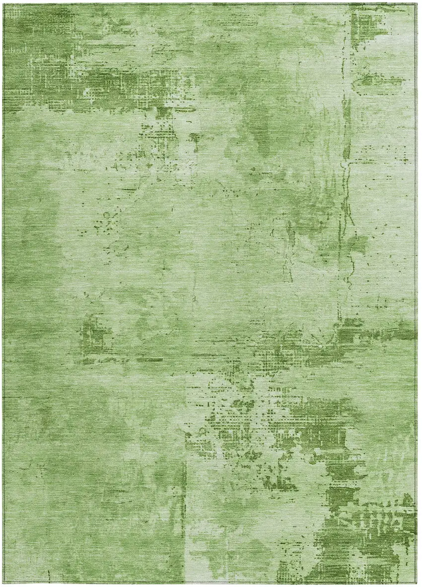 Green And Ivory Abstract Washable Indoor Outdoor Area Rug Photo 6