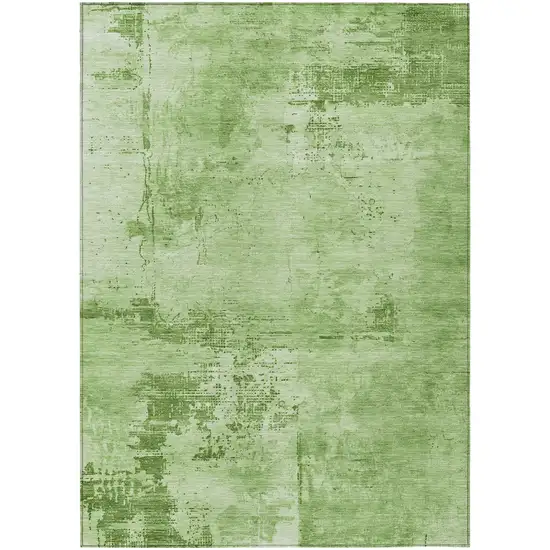Green And Ivory Abstract Washable Indoor Outdoor Area Rug Photo 2