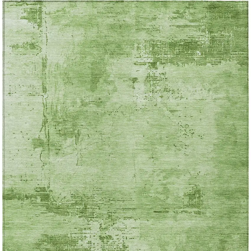 Green And Ivory Abstract Washable Indoor Outdoor Area Rug Photo 5