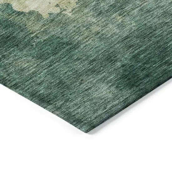 Green And Ivory Abstract Washable Indoor Outdoor Area Rug Photo 4