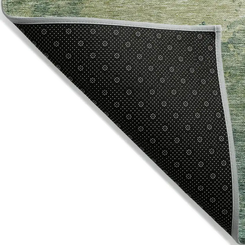 Green And Ivory Abstract Washable Indoor Outdoor Area Rug Photo 3