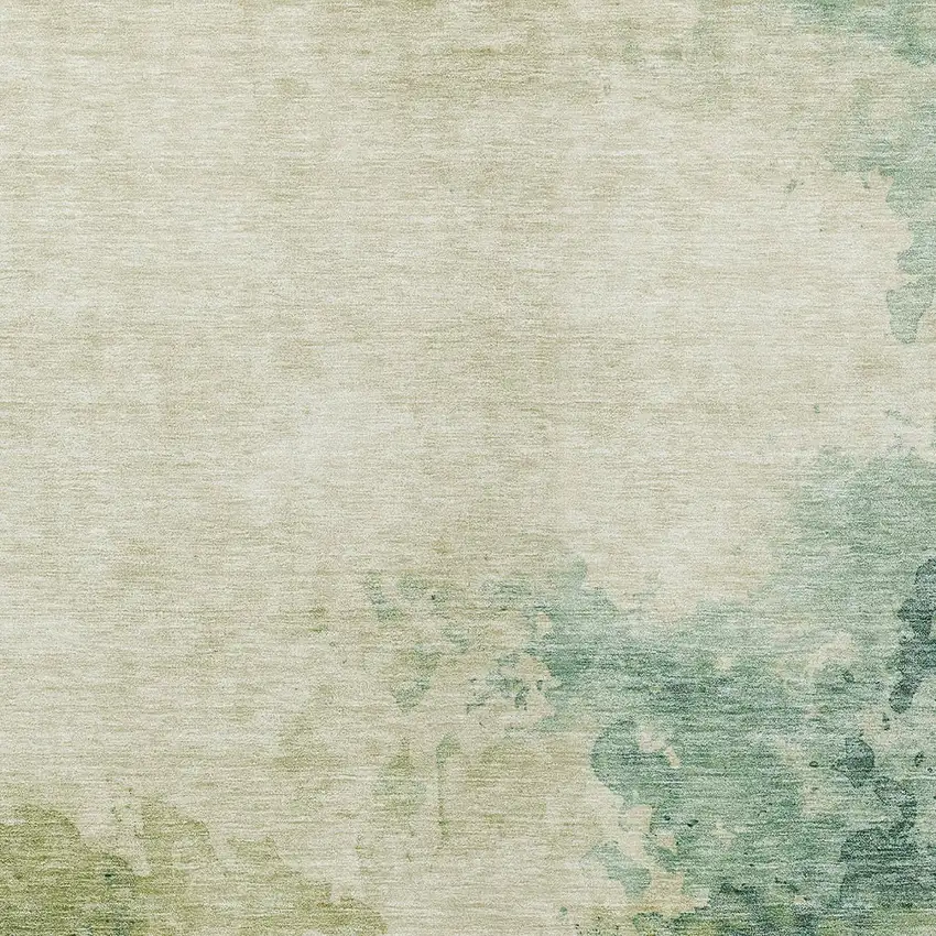 Green And Ivory Abstract Washable Indoor Outdoor Area Rug Photo 5