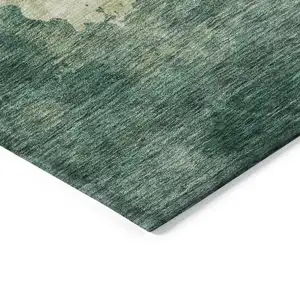 Photo of Green And Ivory Abstract Washable Indoor Outdoor Area Rug