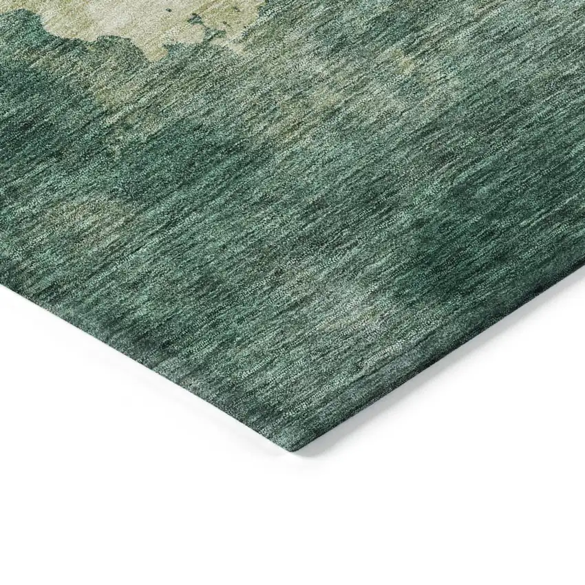 Green And Ivory Abstract Washable Indoor Outdoor Area Rug Photo 4