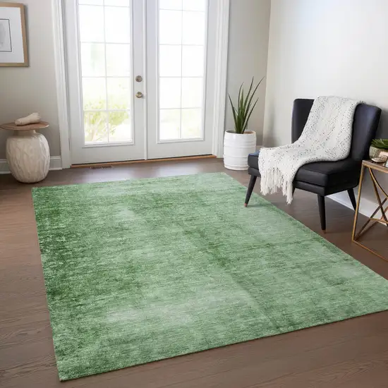 Green And Ivory Abstract Washable Indoor Outdoor Area Rug Photo 6