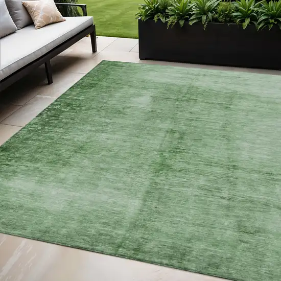 Green And Ivory Abstract Washable Indoor Outdoor Area Rug Photo 2