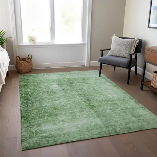Green And Ivory Abstract Washable Indoor Outdoor Area Rug Photo 7