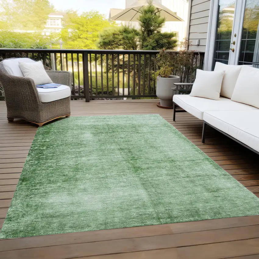 Green And Ivory Abstract Washable Indoor Outdoor Area Rug Photo 8