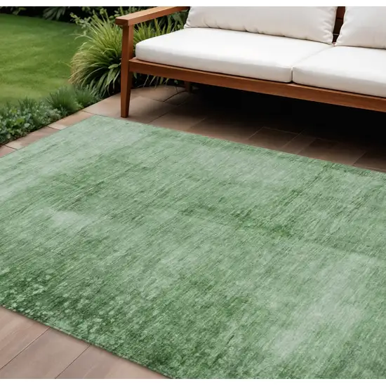 Green And Ivory Abstract Washable Indoor Outdoor Area Rug Photo 2