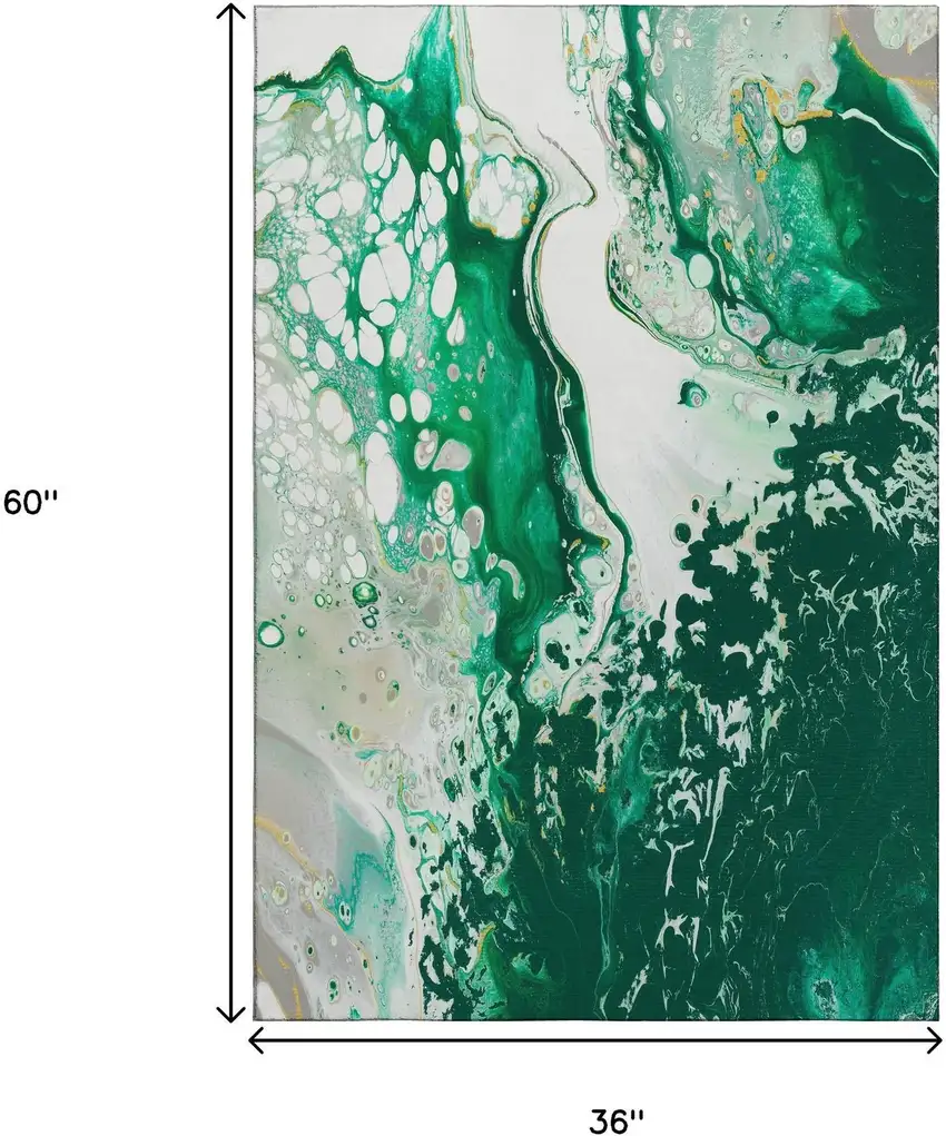 Green And Ivory Abstract Washable Indoor Outdoor Area Rug Photo 3