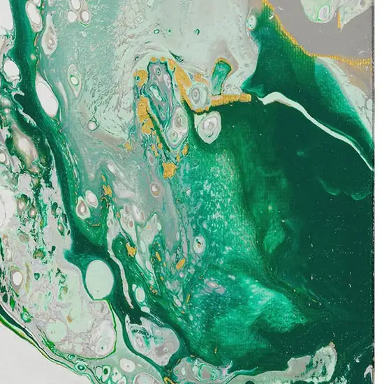 Green And Ivory Abstract Washable Indoor Outdoor Area Rug Photo 6