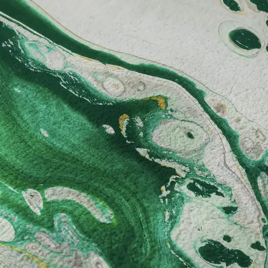 Green And Ivory Abstract Washable Indoor Outdoor Area Rug Photo 9