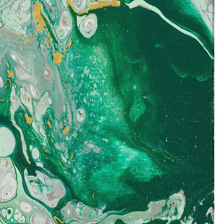 Green And Ivory Abstract Washable Indoor Outdoor Area Rug Photo 4