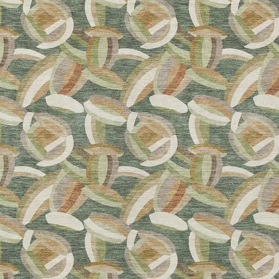 Green And Ivory Abstract Washable Indoor Outdoor Area Rug Photo 2
