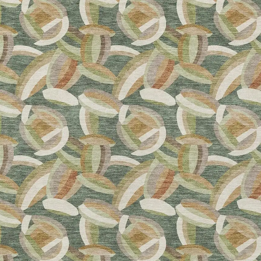 Green And Ivory Abstract Washable Indoor Outdoor Area Rug Photo 2
