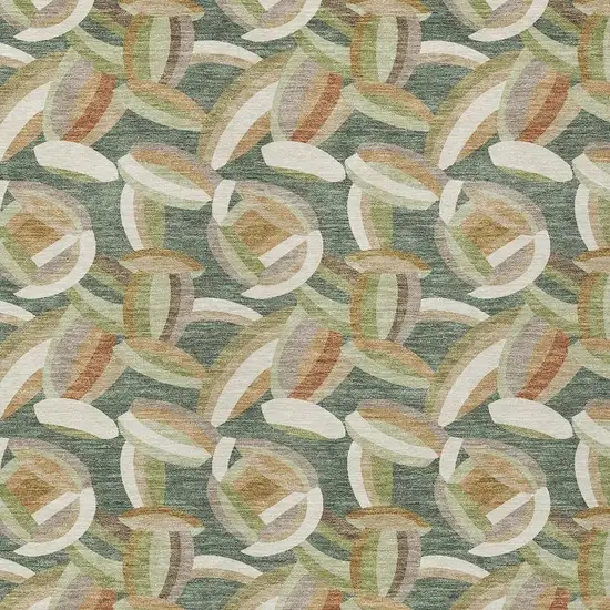 Green And Ivory Abstract Washable Indoor Outdoor Area Rug Photo 2