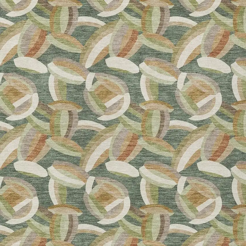 Green And Ivory Abstract Washable Indoor Outdoor Area Rug Photo 2