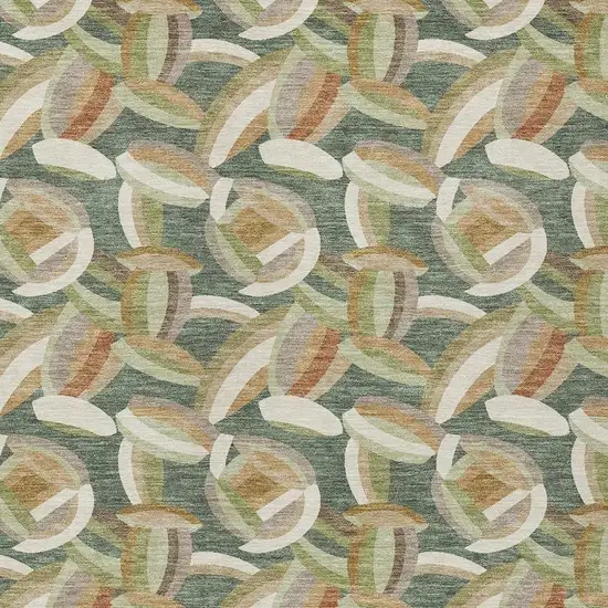 Green And Ivory Abstract Washable Indoor Outdoor Area Rug Photo 2