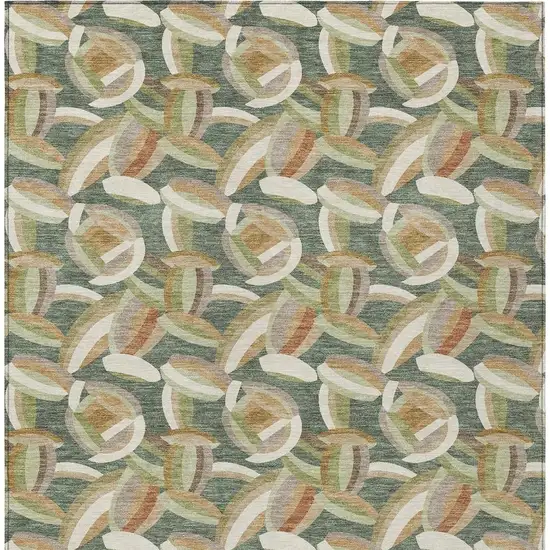 Green And Ivory Abstract Washable Indoor Outdoor Area Rug Photo 3
