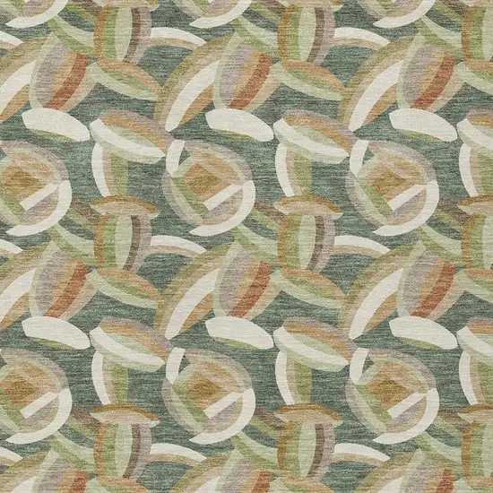 Green And Ivory Abstract Washable Indoor Outdoor Area Rug Photo 2