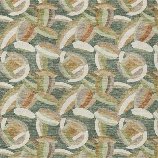 Green And Ivory Abstract Washable Indoor Outdoor Area Rug Photo 2