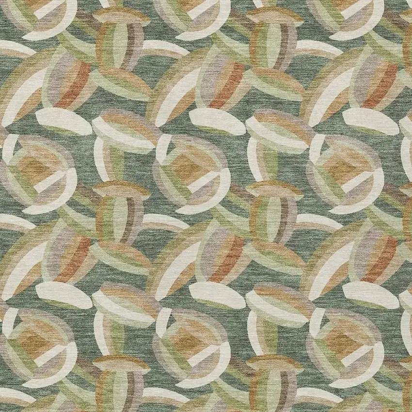 Green And Ivory Abstract Washable Indoor Outdoor Area Rug Photo 2