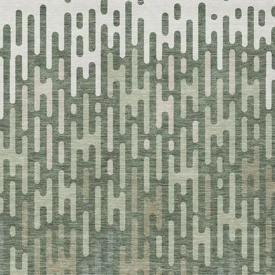 Green And Ivory Abstract Washable Indoor Outdoor Area Rug Photo 3