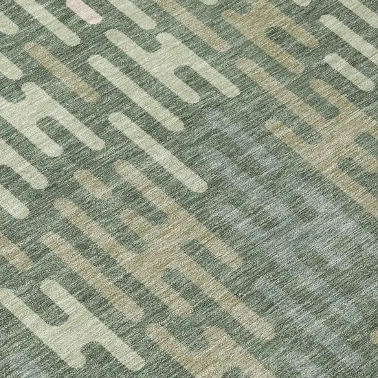 Green And Ivory Abstract Washable Indoor Outdoor Area Rug Photo 6