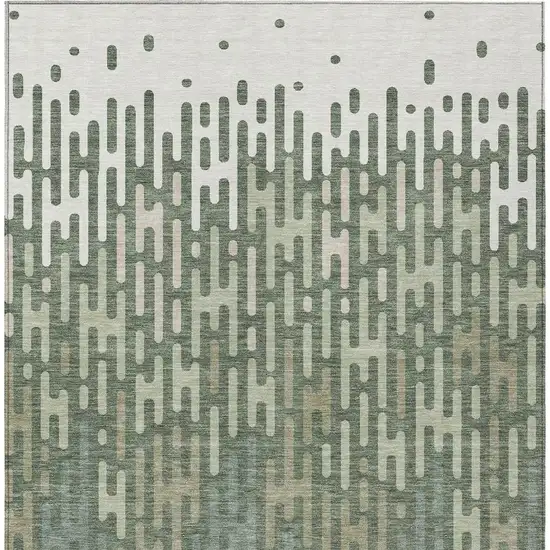 Green And Ivory Abstract Washable Indoor Outdoor Area Rug Photo 4