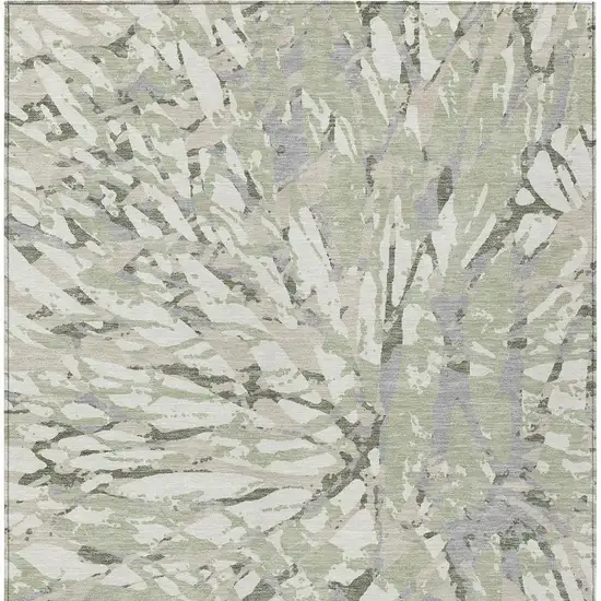 Green And Ivory Abstract Washable Indoor Outdoor Area Rug Photo 4