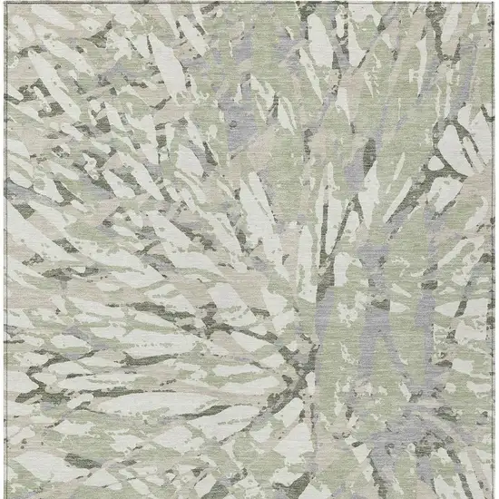 Green And Ivory Abstract Washable Indoor Outdoor Area Rug Photo 6