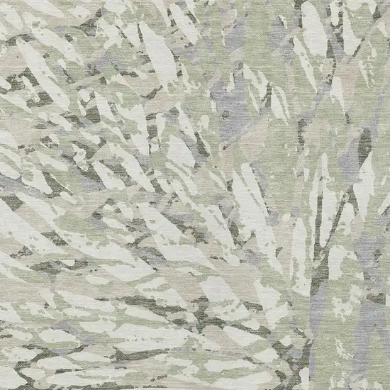 Green And Ivory Abstract Washable Indoor Outdoor Area Rug Photo 3