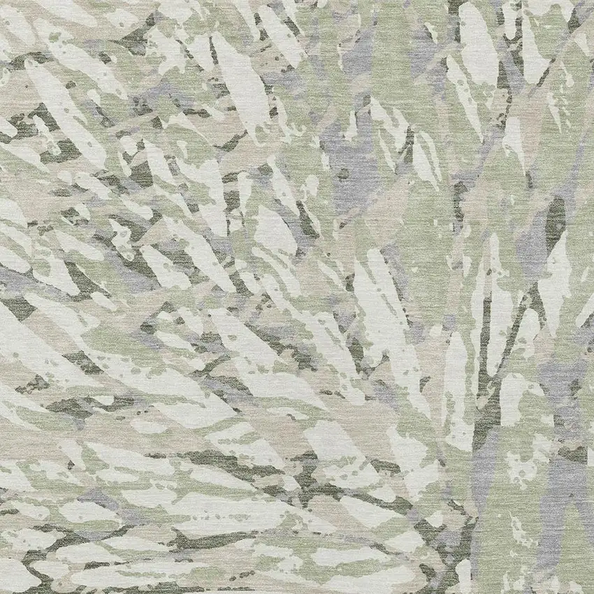 Green And Ivory Abstract Washable Indoor Outdoor Area Rug Photo 3