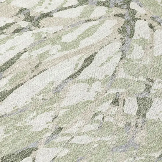 Green And Ivory Abstract Washable Indoor Outdoor Area Rug Photo 8
