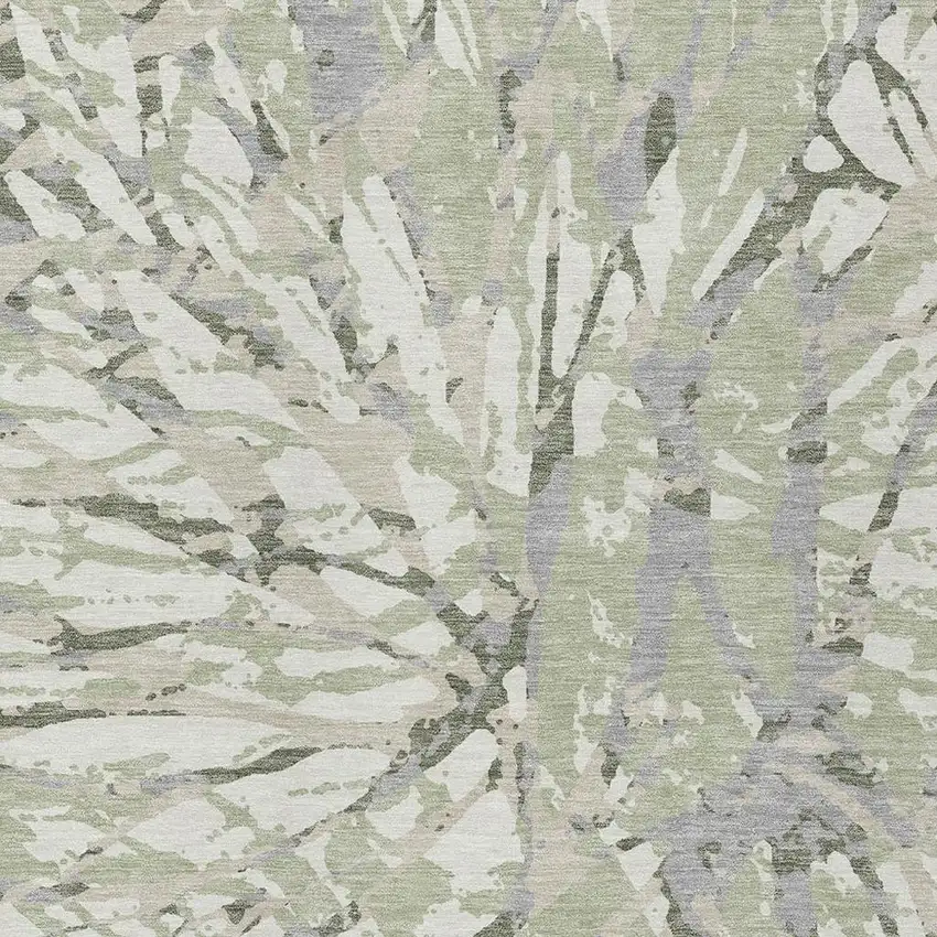 Green And Ivory Abstract Washable Indoor Outdoor Area Rug Photo 5