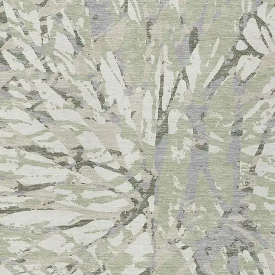 Green And Ivory Abstract Washable Indoor Outdoor Area Rug Photo 5