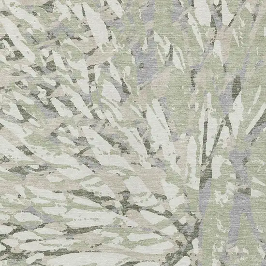 Green And Ivory Abstract Washable Indoor Outdoor Area Rug Photo 5