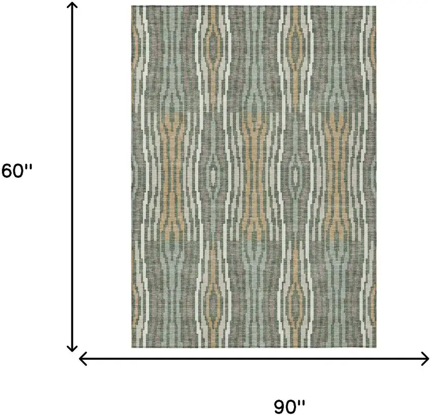 Green And Ivory Abstract Washable Indoor Outdoor Area Rug Photo 8