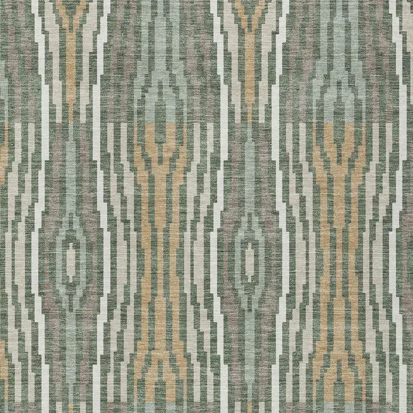 Green And Ivory Abstract Washable Indoor Outdoor Area Rug Photo 3