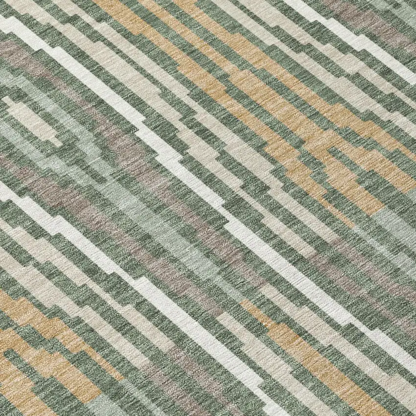 Green And Ivory Abstract Washable Indoor Outdoor Area Rug Photo 7