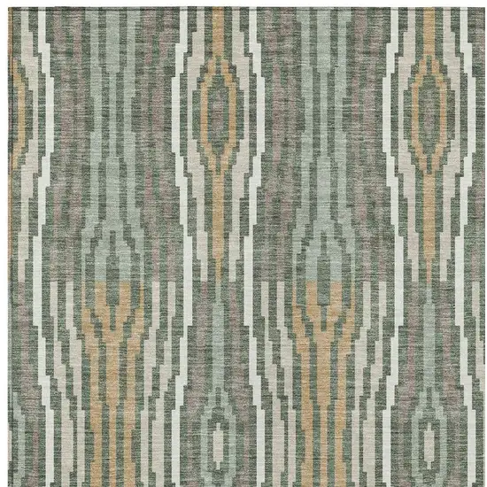 Green And Ivory Abstract Washable Indoor Outdoor Area Rug Photo 3