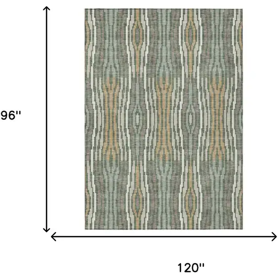 Green And Ivory Abstract Washable Indoor Outdoor Area Rug Photo 9