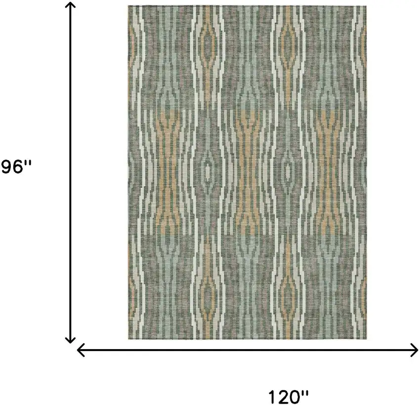 Green And Ivory Abstract Washable Indoor Outdoor Area Rug Photo 9
