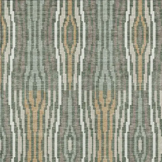 Green And Ivory Abstract Washable Indoor Outdoor Area Rug Photo 5