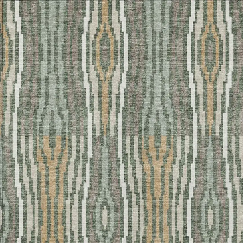 Green And Ivory Abstract Washable Indoor Outdoor Area Rug Photo 5