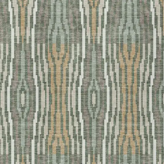 Green And Ivory Abstract Washable Indoor Outdoor Area Rug Photo 3