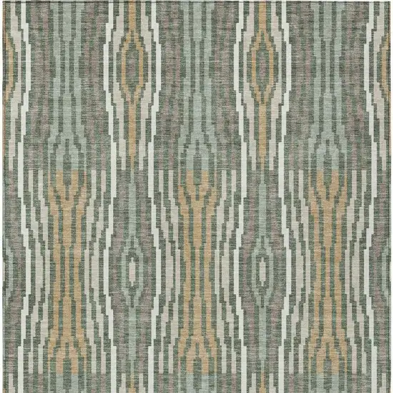 Green And Ivory Abstract Washable Indoor Outdoor Area Rug Photo 6