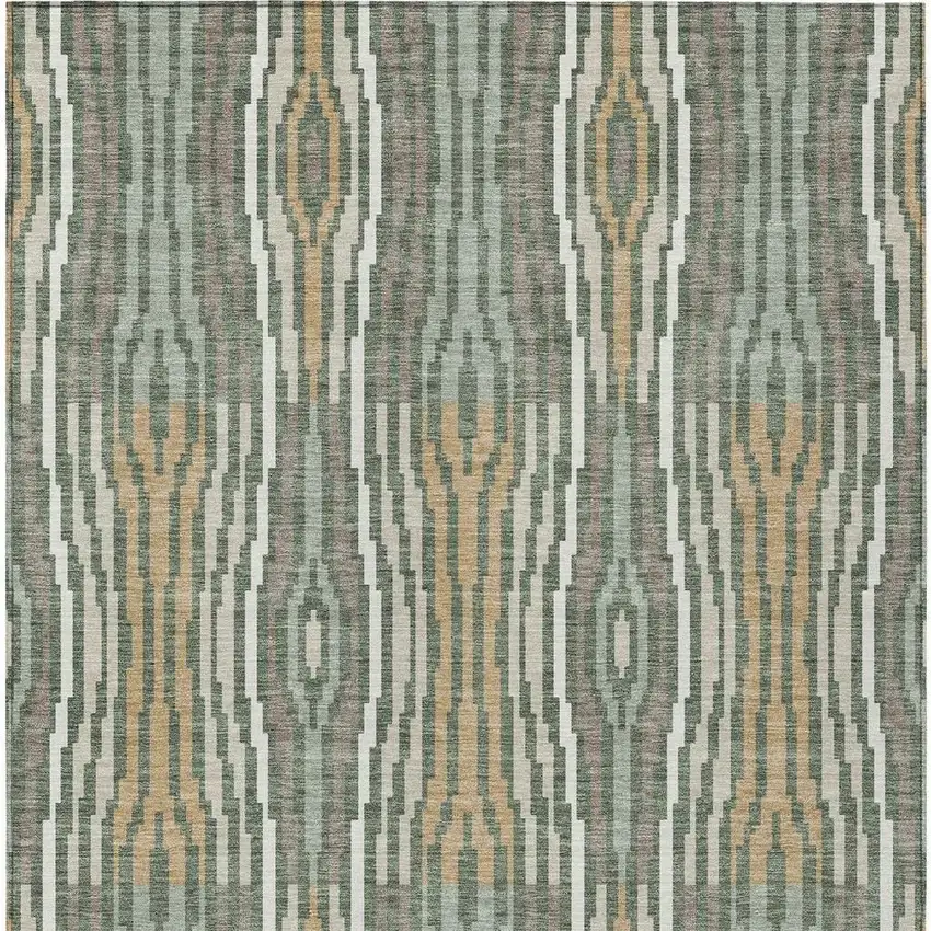 Green And Ivory Abstract Washable Indoor Outdoor Area Rug Photo 6